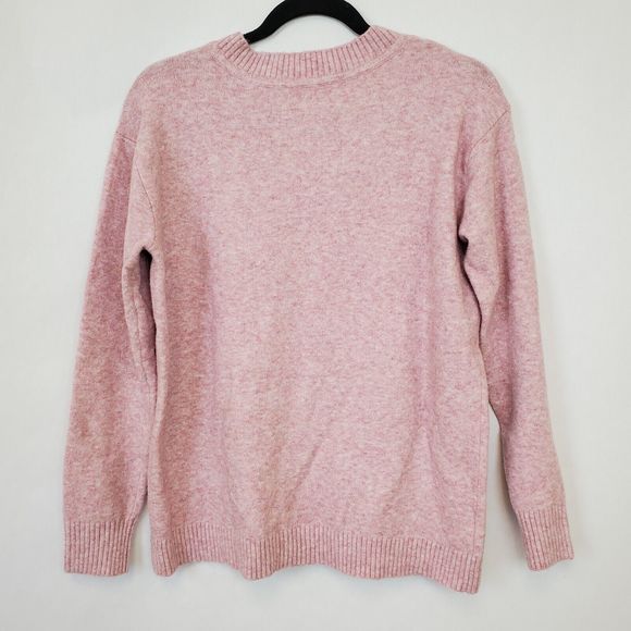 LOFT Sweater Womens Medium Cat Mama Novelty Spellout Crew Neck Pink Wool Blend - Picture 4 of 7